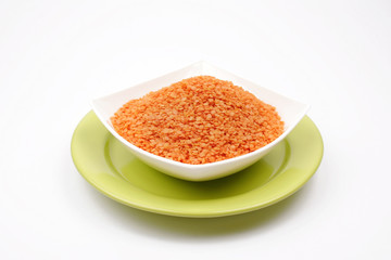 close up with dried orange lentil
