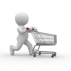 3d human figure with empty shopping cart