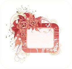 crimson floral frame with roses
