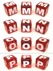 Cubes with letters. 3d