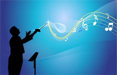 music conductor in silhouette