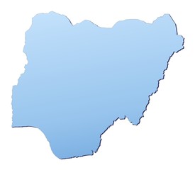 Nigeria map filled with light blue gradient