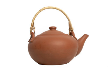 An image of the clay teapot. Studio isolated.