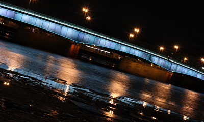 Night bridges in St. Petersburg. The Casting bridge