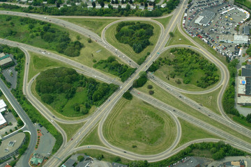 Highway clover leaf interchange.