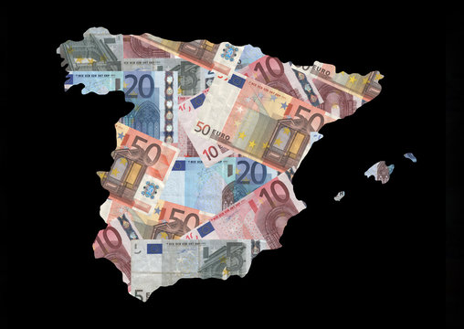 Map of Spain with euros