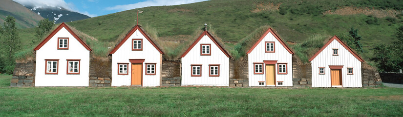 Fototapeta na wymiar Panorama zabytkowej miejscowości w Islandii