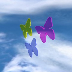 Schmetterlinge aus Glas am Himmel