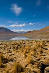mountain, reflecting in the lake, bolivia