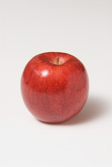 a single red apple on a white background