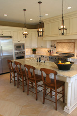 A modern, luxury kitchen.