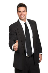 Friendly smiling businessman. Isolated over white background.