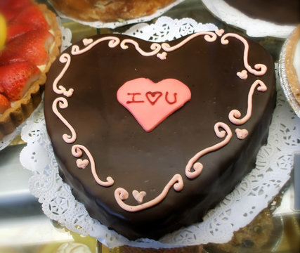 Romantic Chocolate Heart Cake Spells I Love You