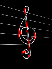 Symbol of love sound, treble clef