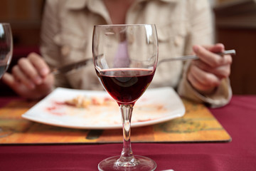 The dinner in restaurant in the evening