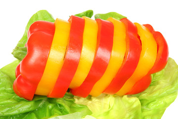 Red and yellow pepper - colorful cuisine objects.