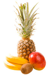 Pineapple, bananas, kiwi and mango