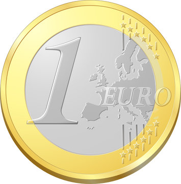 Pièce de un euro, image vectorielle très détaillée