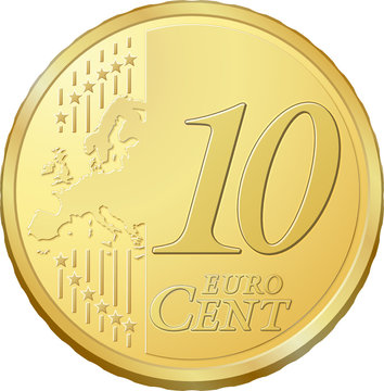 Pièce de dix cents d'euro, image vectorielle très détaillée