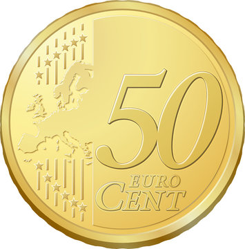 Pi&egrave;ce de cinquante cents, image vectorielle tr&egrave;s d&eacute;taill&eacute;e