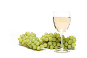 White wine and green grapes