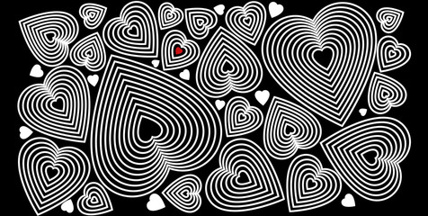 black background with white hearts on the valentine's day