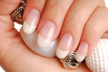 Beauty and luxury female nails. France manicure