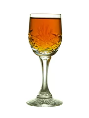 Fotobehang Backlit sherry in cut crystal glass © Nigel Monckton