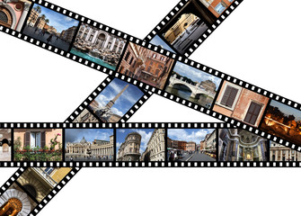 Film strips with travel photos. Rome, Italy, Europe.