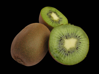 Kiwifruit isolated on black