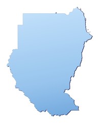 Sudan map filled with light blue gradient