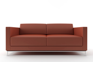 3d brown sofa isolated on white background