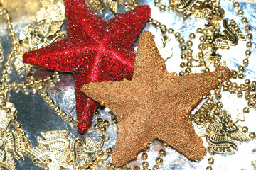 Red and golden Christmas decoration stars