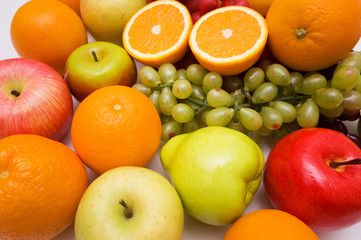 Various fruits isolated on the white background