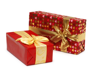 Two giftboxes isolated on the white background