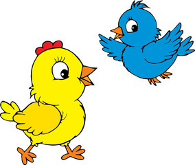 Chick and bird 