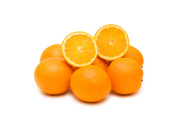 Many oranges isolated on the white background