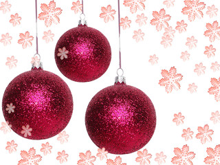 Fototapeta na wymiar red Christmas balls over white background