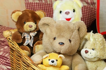 Full basket of teddy bears