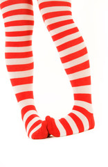 funny striped red socks isolated on white