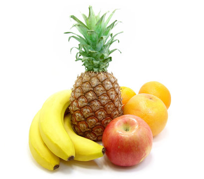 Tropical fruit on a white background