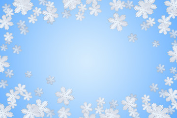 blue winter snowflake background and frame