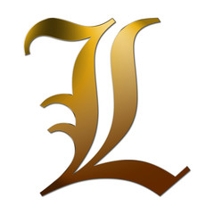 Gold letter L with silver edge in 3D