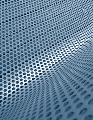 Perforated metallic grid, industrial background