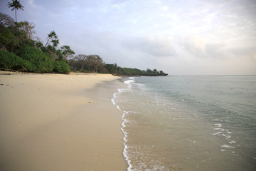 Mombassa beach in early morning glow of sunrise.