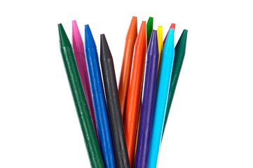 Colouring pencils a over white background