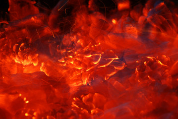Fototapeta na wymiar Burning Coal abstract just before using it to cook food