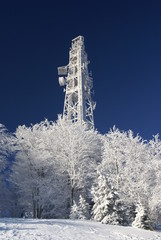 Frozen transmitter on the top of the hill