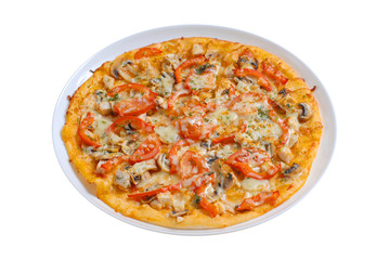 close-up pizza on white background isolated