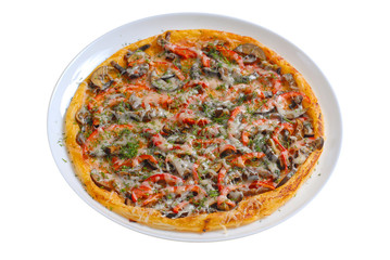 close-up pizza on white backgrownd isolated